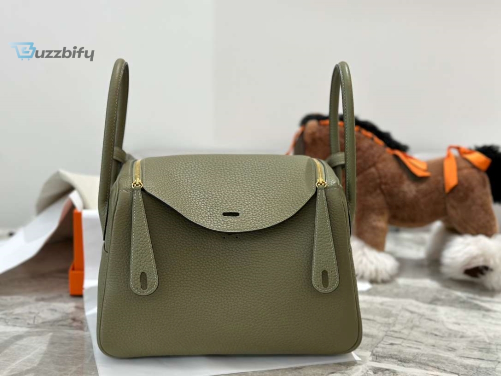 Hermes Lady Lindi Bag Whiteblackgreen Khaki For Women 10.2In26cm