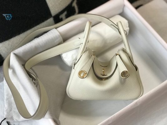 Hermes Lindy Mini White Togo Bag With Gold Hardware For Women Womens Handbags Shoulder And Crossbody Bags 7.5In19cm
