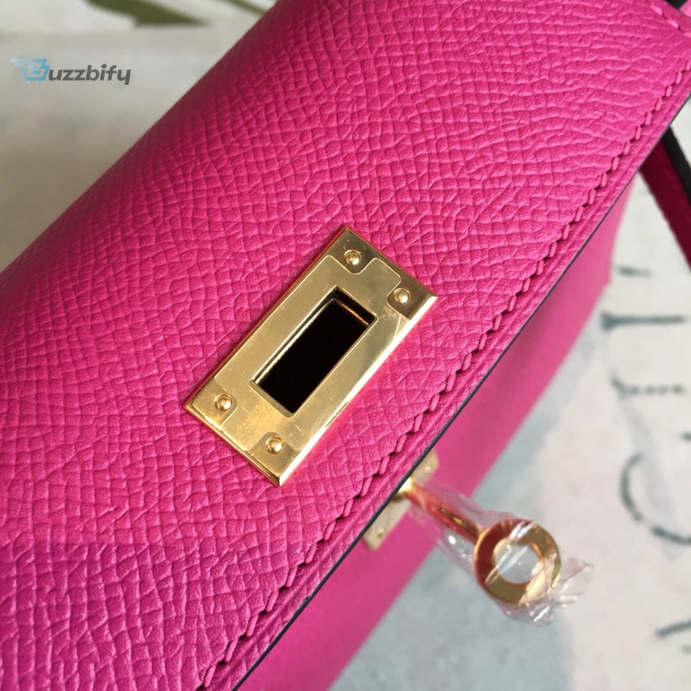 Hermes Mini Kelly Pink For Women Gold Toned Hardware 7.5In19cm