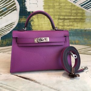 Hermes Mini Kelly Violet For Women Silver Toned Hardware 7.5In19cm