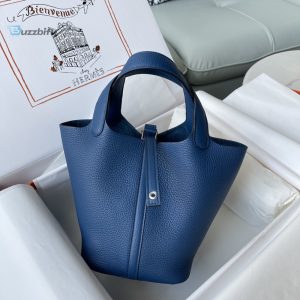 Hermes Picotin Lock 18 Bag Navy Blue For Women Womens Handbags 7.1In18cm