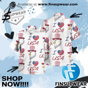 I Love Usa Mens Hawaiian Shirt Patriotic Eagle Vibe