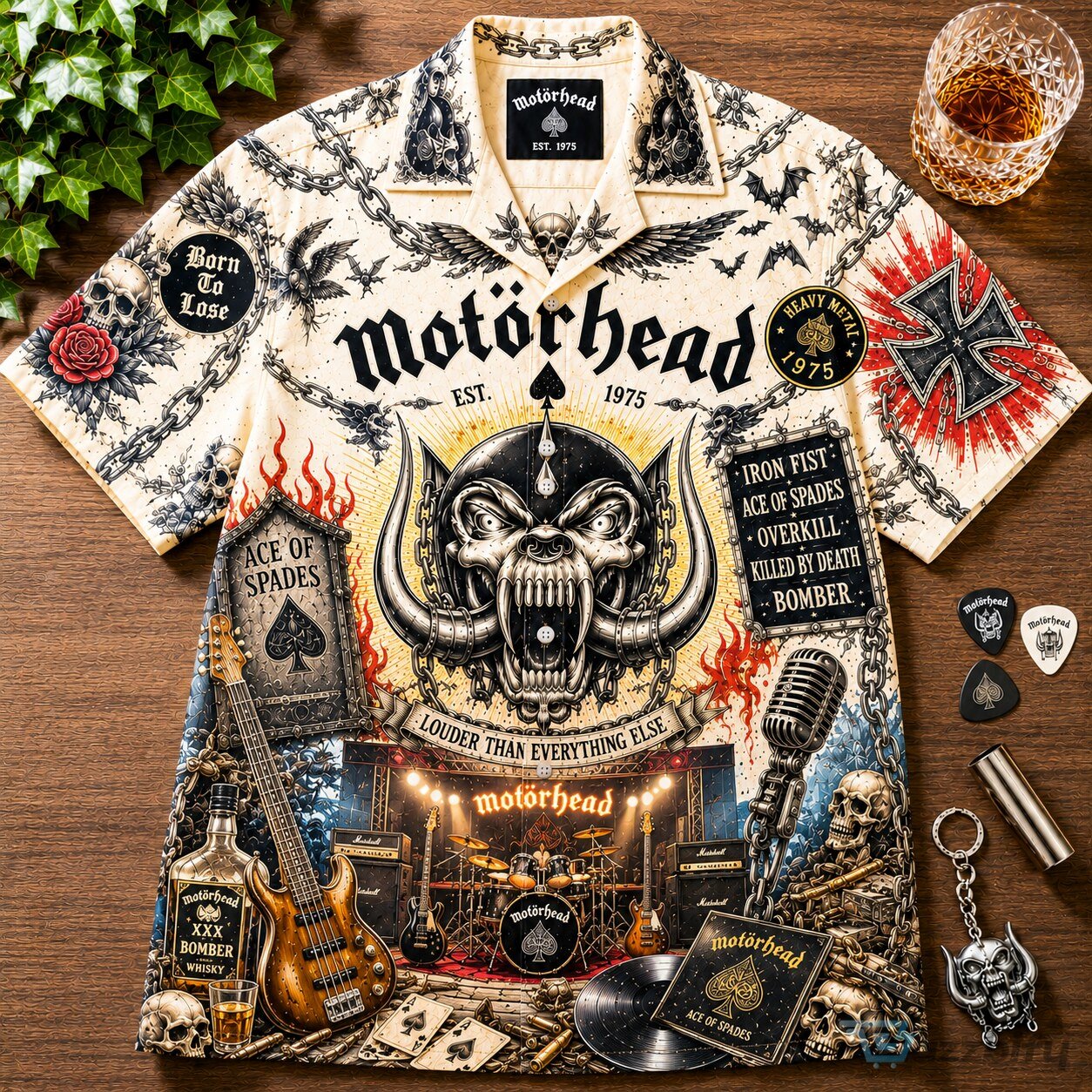 Motörhead Ace of Spades Vintage Hawaiian Shirt