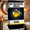 HC Pustertal Wölfe ICEHL Hockey Team Black and White Bath Towel