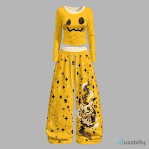 Mimikyu Pokémon Long Sleeve Crop Top and Wide Leg Pants Set