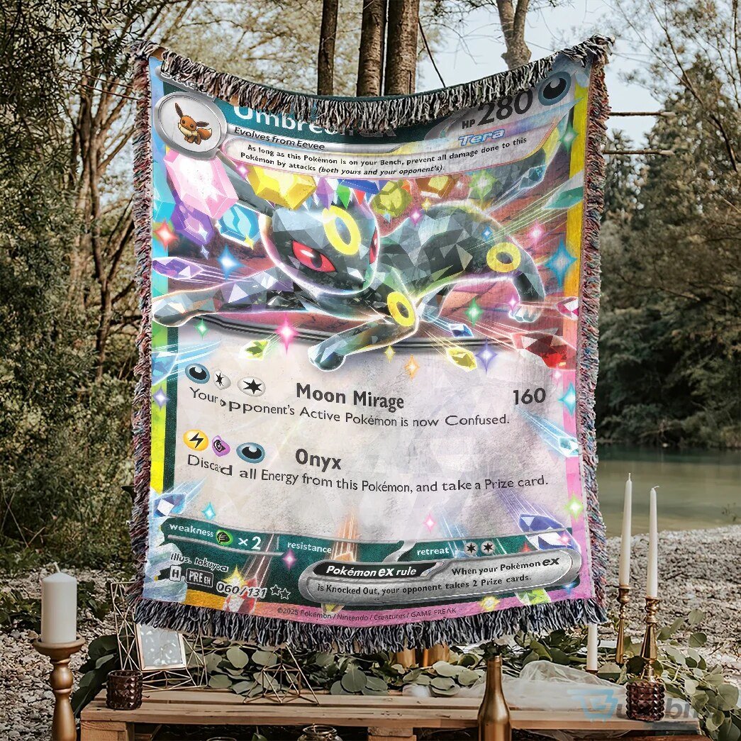 Umbreon EX Pokémon Trading Card Game Design Woven Blanket