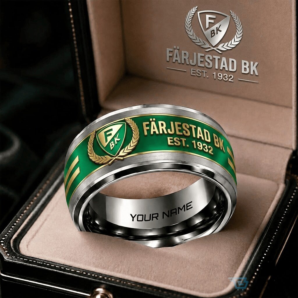 Färjestad BK Ice Hockey Team Personalized Stainless Steel Ring